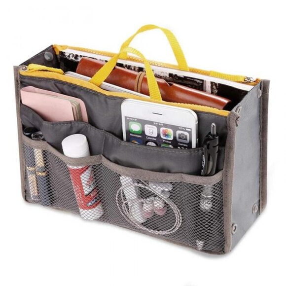 Handbag Organizer/ Purse Insert /Cosmetic Tote/ Drawers/ Gray - NWT - Picture 1 of 6